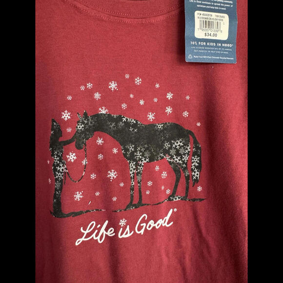 Life is Good Women's Long Sleeve Crusher Tee Shirt Red Horse NWT - Picture 3 of 6
